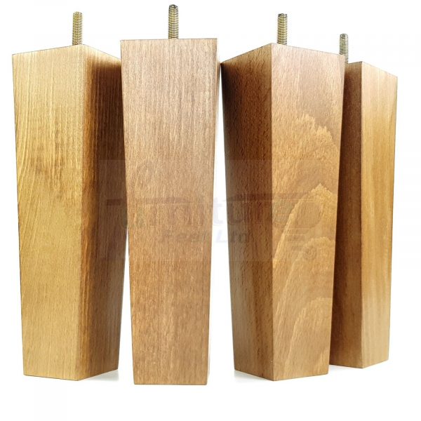 Square Wood Legs Replacement Furniture Feet 100 - 240mm High M8 Dark Oak Stain - Image 9