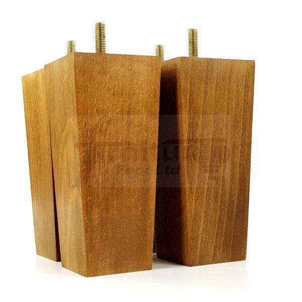 Square Wood Legs Replacement Furniture Feet 100 - 240mm High M8 Dark OakWash - Image 3