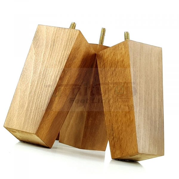 Square Wood Legs Replacement Furniture Feet 100 - 240mm High M8 Dark OakWash - Image 4