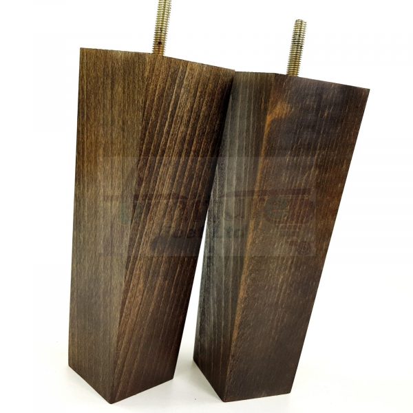 Square Wood Legs Replacement Furniture Feet 100 - 240mm High M8 Dark Walnut Wash - Image 2