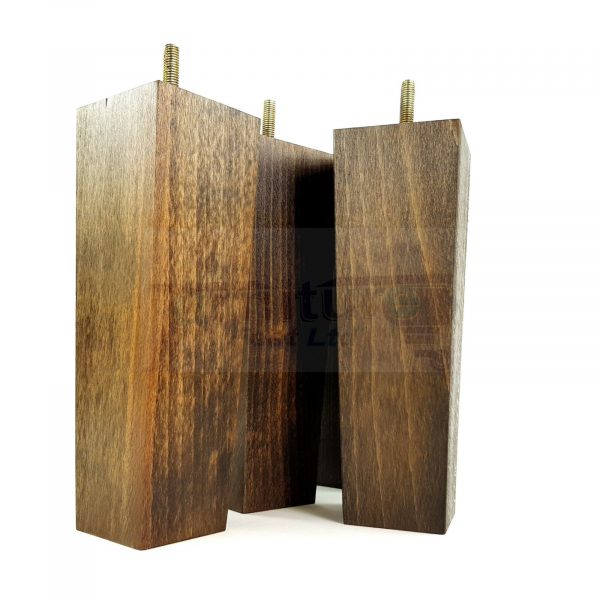 Square Wood Legs Replacement Furniture Feet 100 - 240mm High M8 Dark Walnut Wash - Image 4
