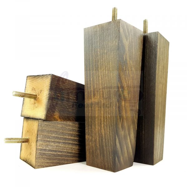 Square Wood Legs Replacement Furniture Feet 100 - 240mm High M8 Dark Walnut Wash - Image 5