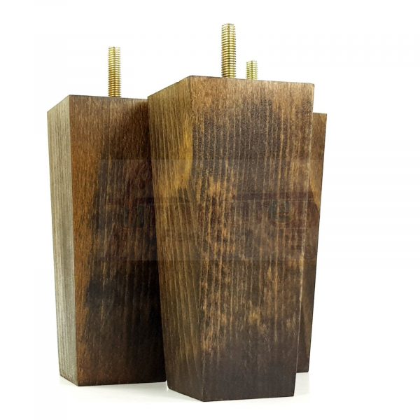 Square Wood Legs Replacement Furniture Feet 100 - 240mm High M8 Dark Walnut Wash - Image 8