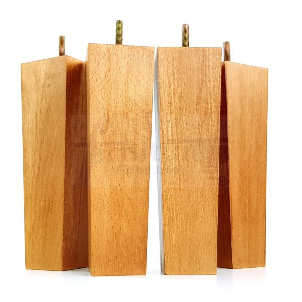 Square Wood Legs Replacement Furniture Feet 100 - 240mm High M8 Golden Oak Stain