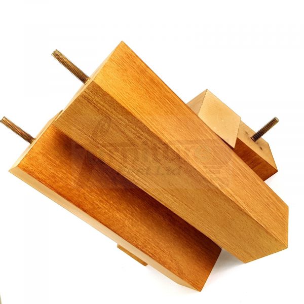 Square Wood Legs Replacement Furniture Feet 100 - 240mm High M8 Golden Oak Stain - Image 3