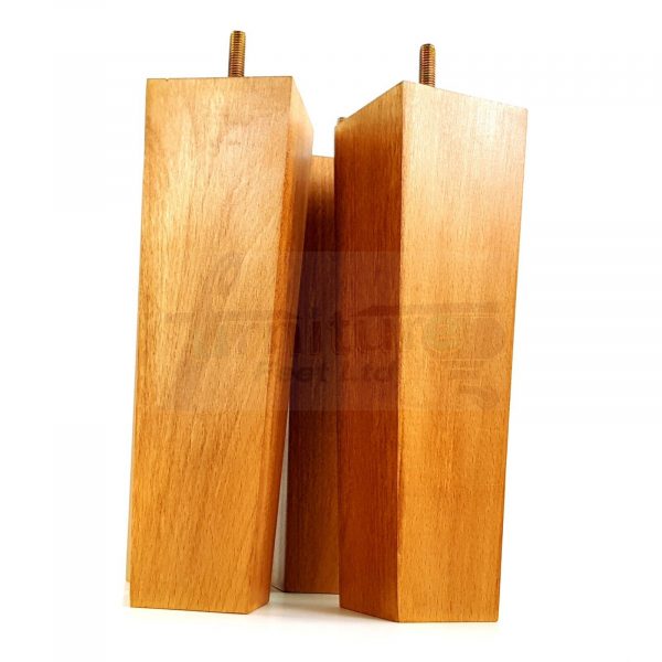 Square Wood Legs Replacement Furniture Feet 100 - 240mm High M8 Golden Oak Stain - Image 6