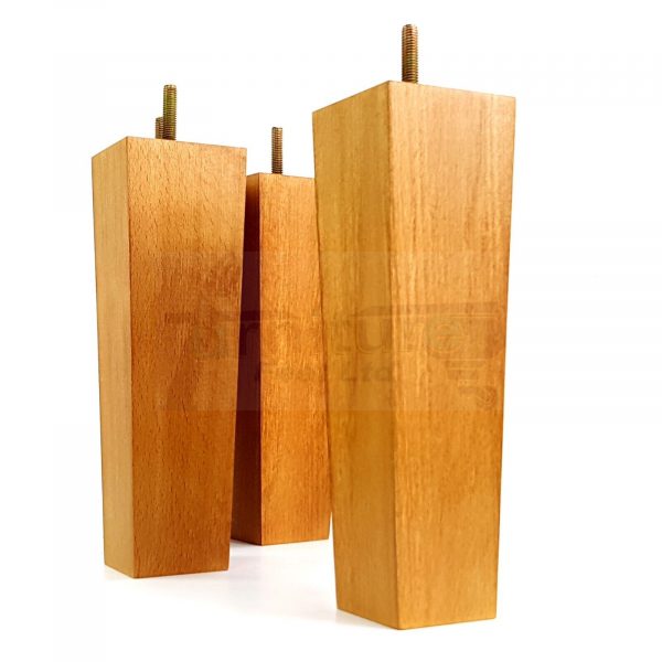 Square Wood Legs Replacement Furniture Feet 100 - 240mm High M8 Golden Oak Stain - Image 8