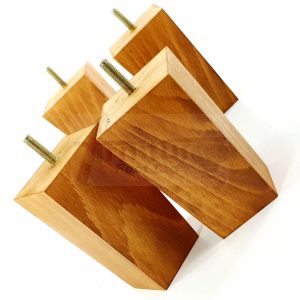 Square Wood Legs Replacement Furniture Feet 100 - 240mm High M8 Medium Oak Wash