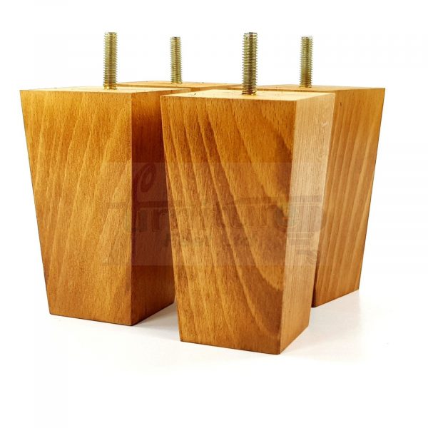 Square Wood Legs Replacement Furniture Feet 100 - 240mm High M8 Medium Oak Wash - Image 10
