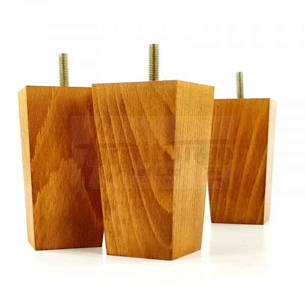 Square Wood Legs Replacement Furniture Feet 100 - 240mm High M8 Medium Oak Wash - Image 2