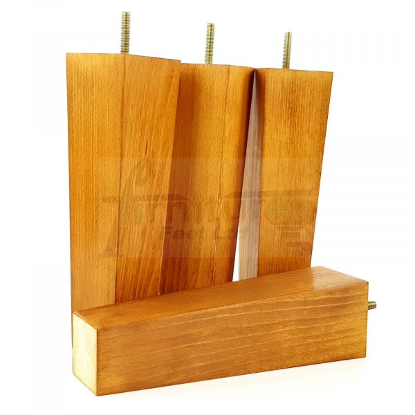 Square Wood Legs Replacement Furniture Feet 100 - 240mm High M8 Medium Oak Wash - Image 3