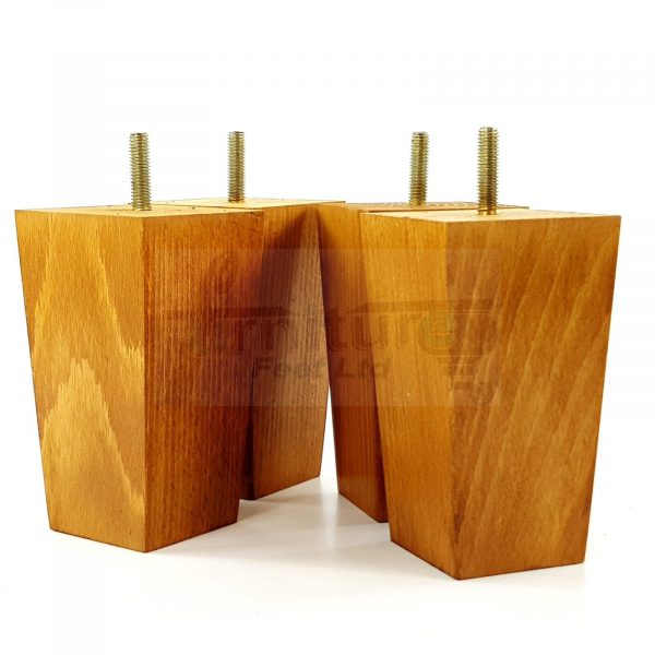Square Wood Legs Replacement Furniture Feet 100 - 240mm High M8 Medium Oak Wash - Image 4