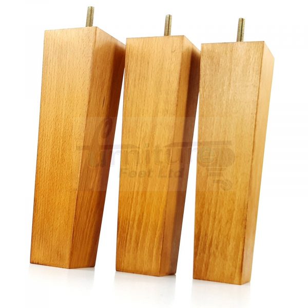 Square Wood Legs Replacement Furniture Feet 100 - 240mm High M8 Medium Oak Wash - Image 5
