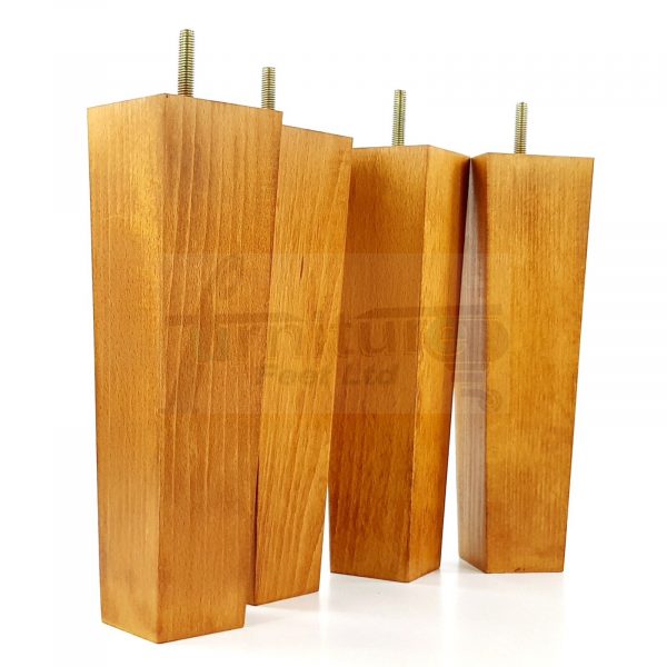 Square Wood Legs Replacement Furniture Feet 100 - 240mm High M8 Medium Oak Wash - Image 6