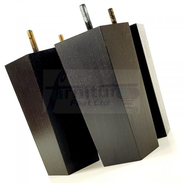Square Wood Legs Replacement Tapered Furniture Feet 100 - 240mm High M8 Black - Image 3