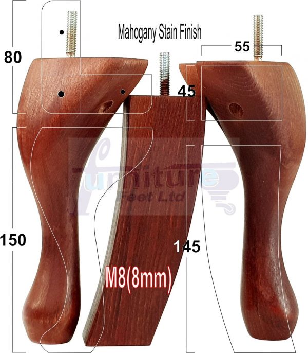 2 Traditional Queen Anne Furniture Legs & 2 Curved Feet 150mm Sofa Chair Bed M8 - Image 33