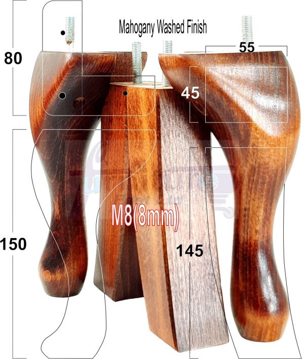 2 Traditional Queen Anne Furniture Legs & 2 Curved Feet 150mm Sofa Chair Bed M8 - Image 34