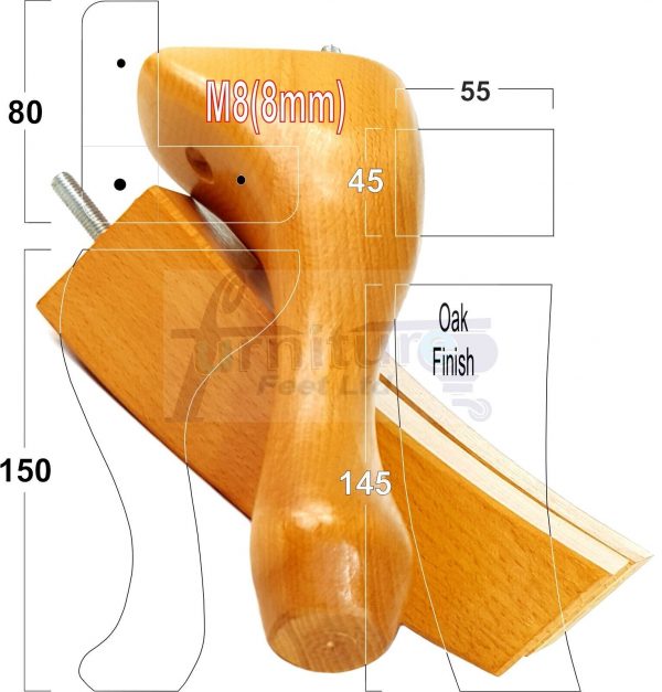 2 Traditional Queen Anne Furniture Legs & 2 Curved Feet 150mm Sofa Chair Bed M8 - Image 23