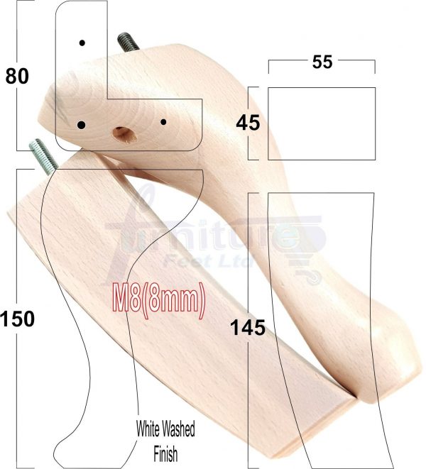 2 Traditional Queen Anne Furniture Legs & 2 Curved Feet 150mm Sofa Chair Bed M8 - Image 36