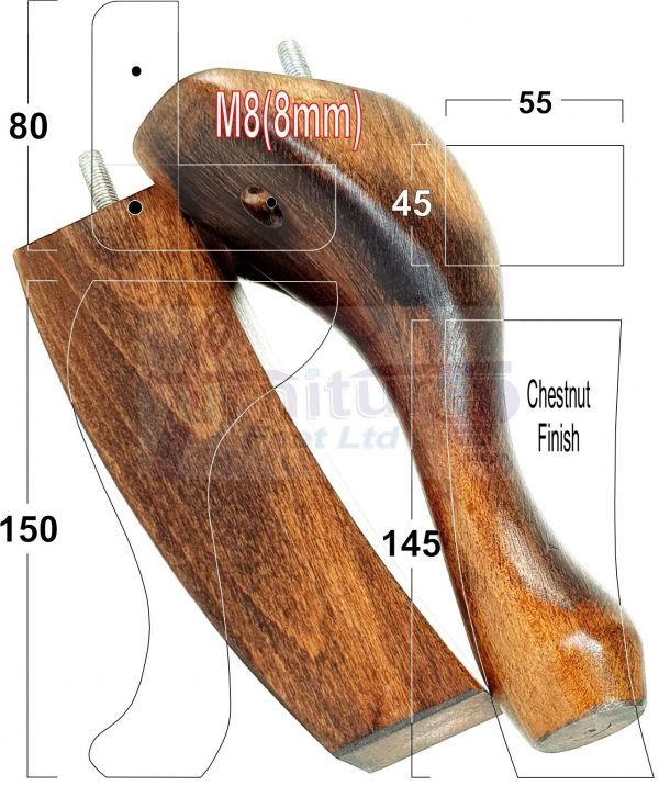2 Traditional Queen Anne Furniture Legs & 2 Curved Feet 150mm Sofa Chair Bed M8 - Image 41