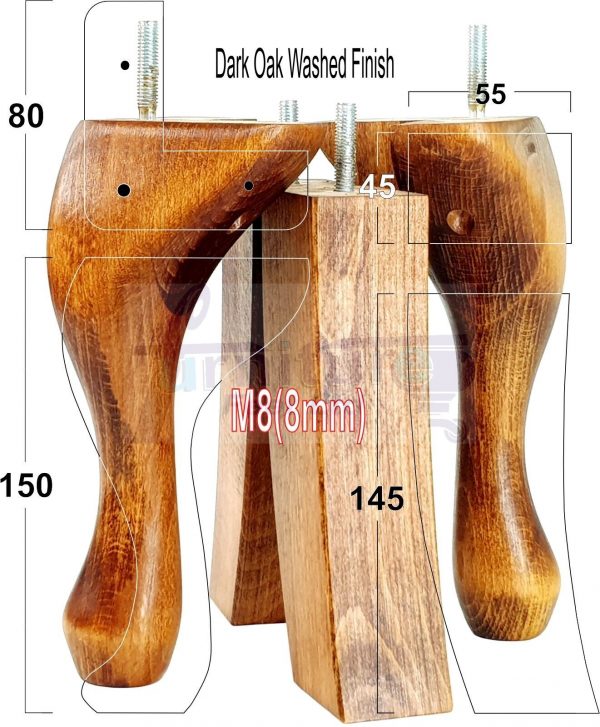 2 Traditional Queen Anne Furniture Legs & 2 Curved Feet 150mm Sofa Chair Bed M8 - Image 17