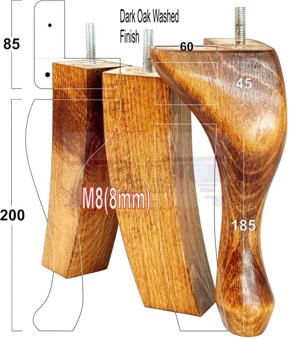 2 Traditional Queen Anne Furniture Legs & 2 Curved Feet 200mm Sofa Chair Bed M8 - Image 17