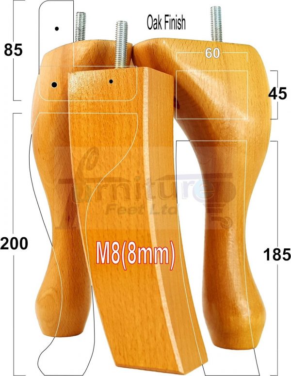 2 Traditional Queen Anne Furniture Legs & 2 Curved Feet 200mm Sofa Chair Bed M8 - Image 23