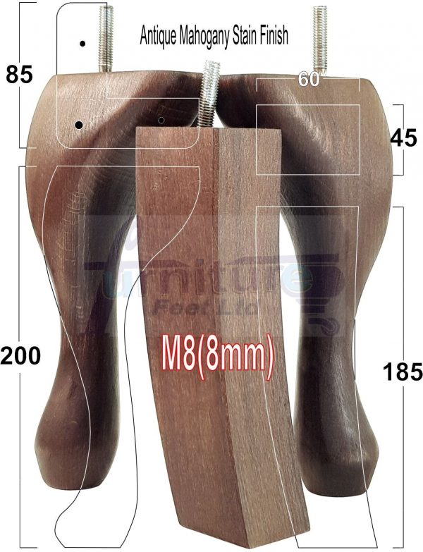 2 Traditional Queen Anne Furniture Legs & 2 Curved Feet 200mm Sofa Chair Bed M8 - Image 13
