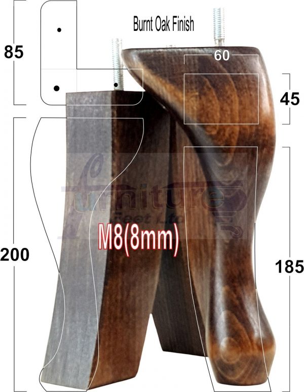 2 Traditional Queen Anne Furniture Legs & 2 Curved Feet 200mm Sofa Chair Bed M8 - Image 39