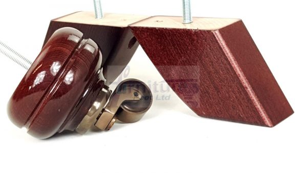 2x Turned Wooden Antique Castor Feet 95mm High  2x Curved Back Feet  Mahogany M8 - Image 4