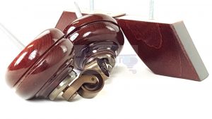 2x Turned Wooden Antique Castor Feet 95mm High  2x Curved Back Feet  Mahogany M8