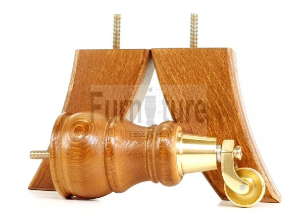 2x Wooden Castor Furniture Sofa Legs & 2x Curved M8 Chair Settee Feet 160mm High - Image 12