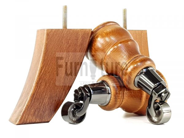 2x Wooden Castor Furniture Sofa Legs & 2x Curved M8 Chair Settee Feet 160mm High - Image 15