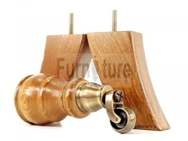 2x Wooden Castor Furniture Sofa Legs & 2x Curved M8 Chair Settee Feet 160mm High - Image 18