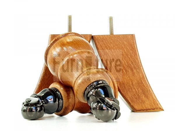 2x Wooden Castor Furniture Sofa Legs & 2x Curved M8 Chair Settee Feet 160mm High - Image 19