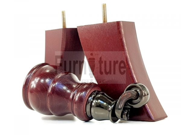 2x Wooden Castor Furniture Sofa Legs & 2x Curved M8 Chair Settee Feet 160mm High - Image 18
