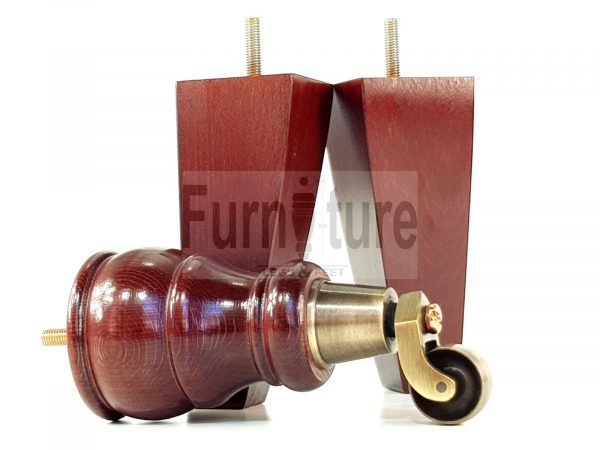 2x Wooden Castor Furniture Sofa Legs & 2x Curved M8 Chair Settee Feet 160mm High - Image 15