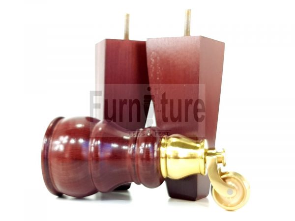 2x Wooden Castor Furniture Sofa Legs & 2x Curved M8 Chair Settee Feet 160mm High - Image 17