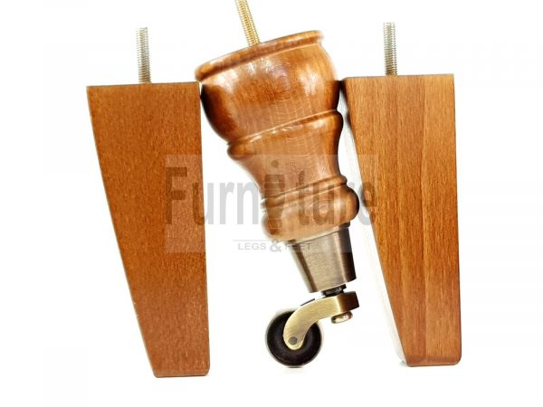 2x Wooden Castor Furniture Sofa Legs & 2x Curved M8 Chair Settee Feet 160mm High - Image 14