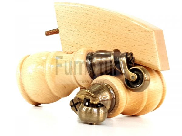 2x Wooden Castor Furniture Sofa Legs & 2x Curved M8 Chair Settee Feet 160mm High - Image 18