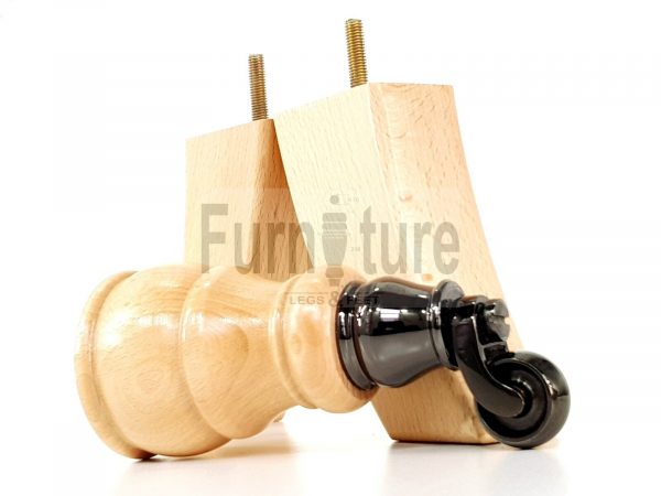 2x Wooden Castor Furniture Sofa Legs & 2x Curved M8 Chair Settee Feet 160mm High - Image 19