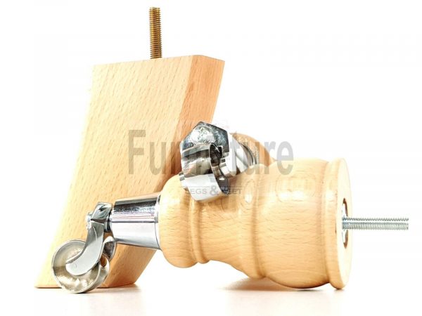 2x Wooden Castor Furniture Sofa Legs & 2x Curved M8 Chair Settee Feet 160mm High - Image 13