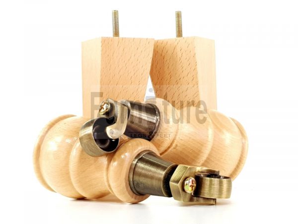 2x Wooden Castor Furniture Sofa Legs & 2x Curved M8 Chair Settee Feet 160mm High - Image 15