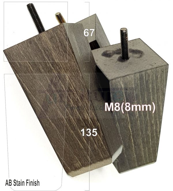 4 Block Wood Sofa Legs 135mm High Replacement Furniture Feet Chairs Cabinets M8 - Image 8