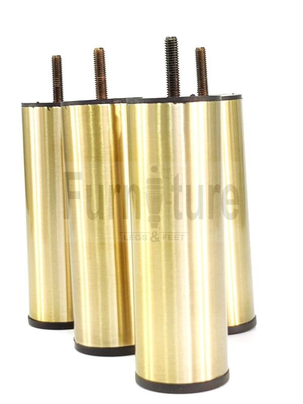 4 Metal Furniture Legs Round Brushed Brass Feet 120 & 150mm High Sofa Chair Beds - Image 9