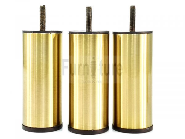 4 Metal Furniture Legs Round Brushed Brass Feet 120 & 150mm High Sofa Chair Beds - Image 8