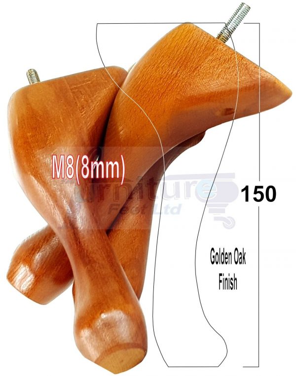 4 Queen Anne Wood Chair Legs 150mm High Replacement Furniture Feet Sofas M8(8mm) - Image 14
