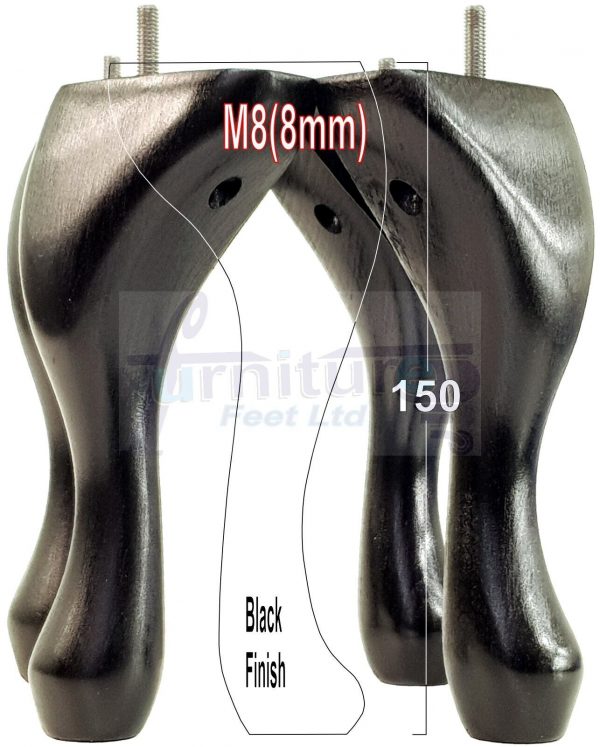4 Queen Anne Wood Chair Legs 150mm High Replacement Furniture Feet Sofas M8(8mm) - Image 9