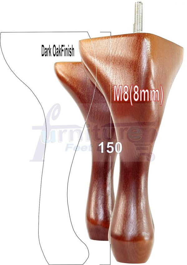 4 Queen Anne Wood Chair Legs 150mm High Replacement Furniture Feet Sofas M8(8mm) - Image 11