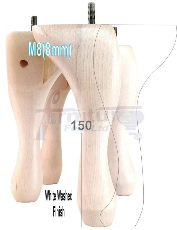 4 Queen Anne Wood Chair Legs 150mm High Replacement Furniture Feet Sofas M8(8mm) - Image 34
